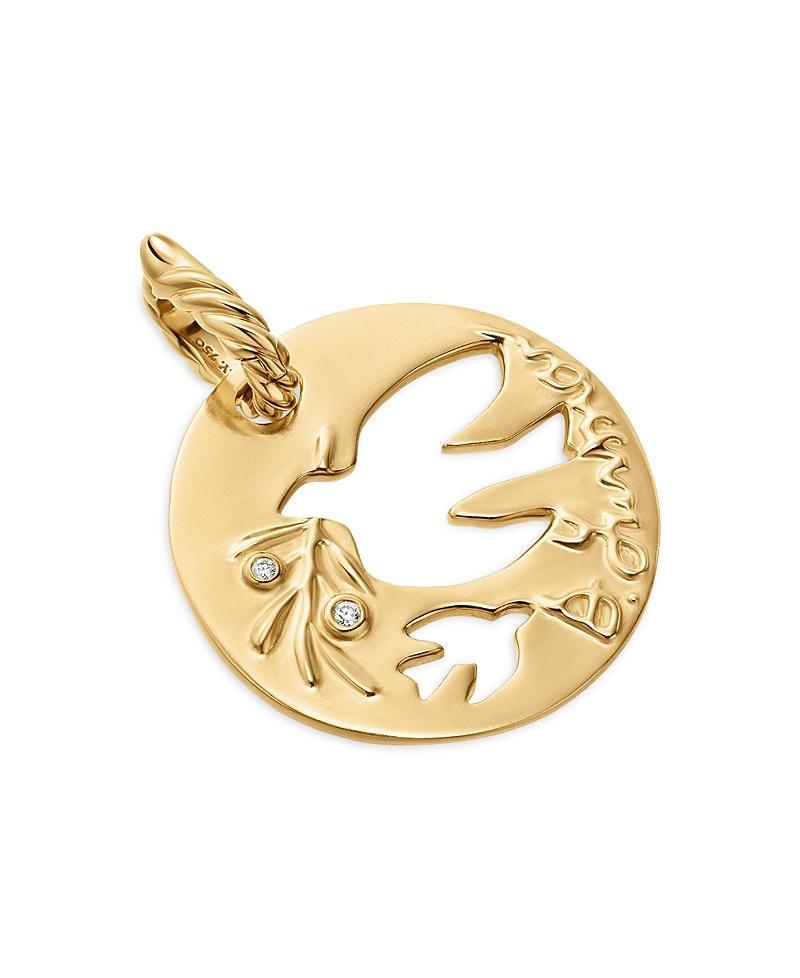 Womens DY Elements Dove Pendant In 18K Yellow Gold With Diamonds Product Image