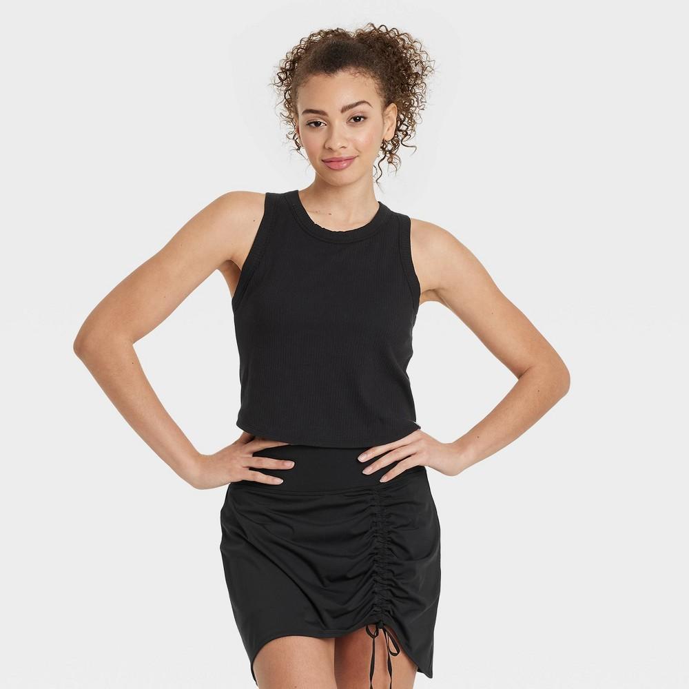 Womens Cropped Ribbed Tank Top - JoyLab Black XXL product image