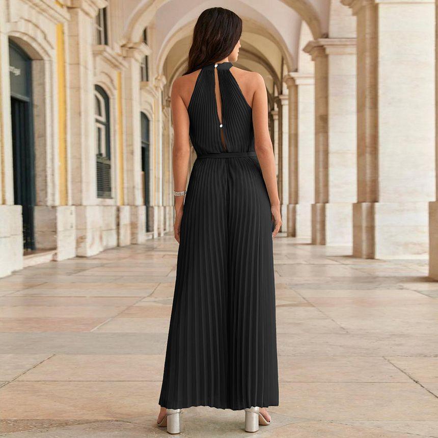 Sleeveless Pleated Wide Leg Jumpsuit Product Image