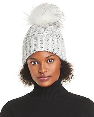 Kyi Kyi Chunky Wool Blend Beanie with Faux Fur Pom Product Image