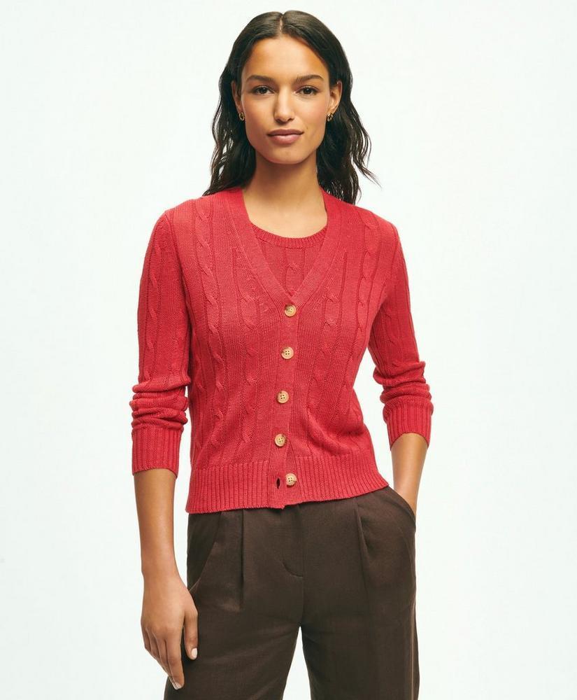 Cable Knit Cardigan In Linen Product Image