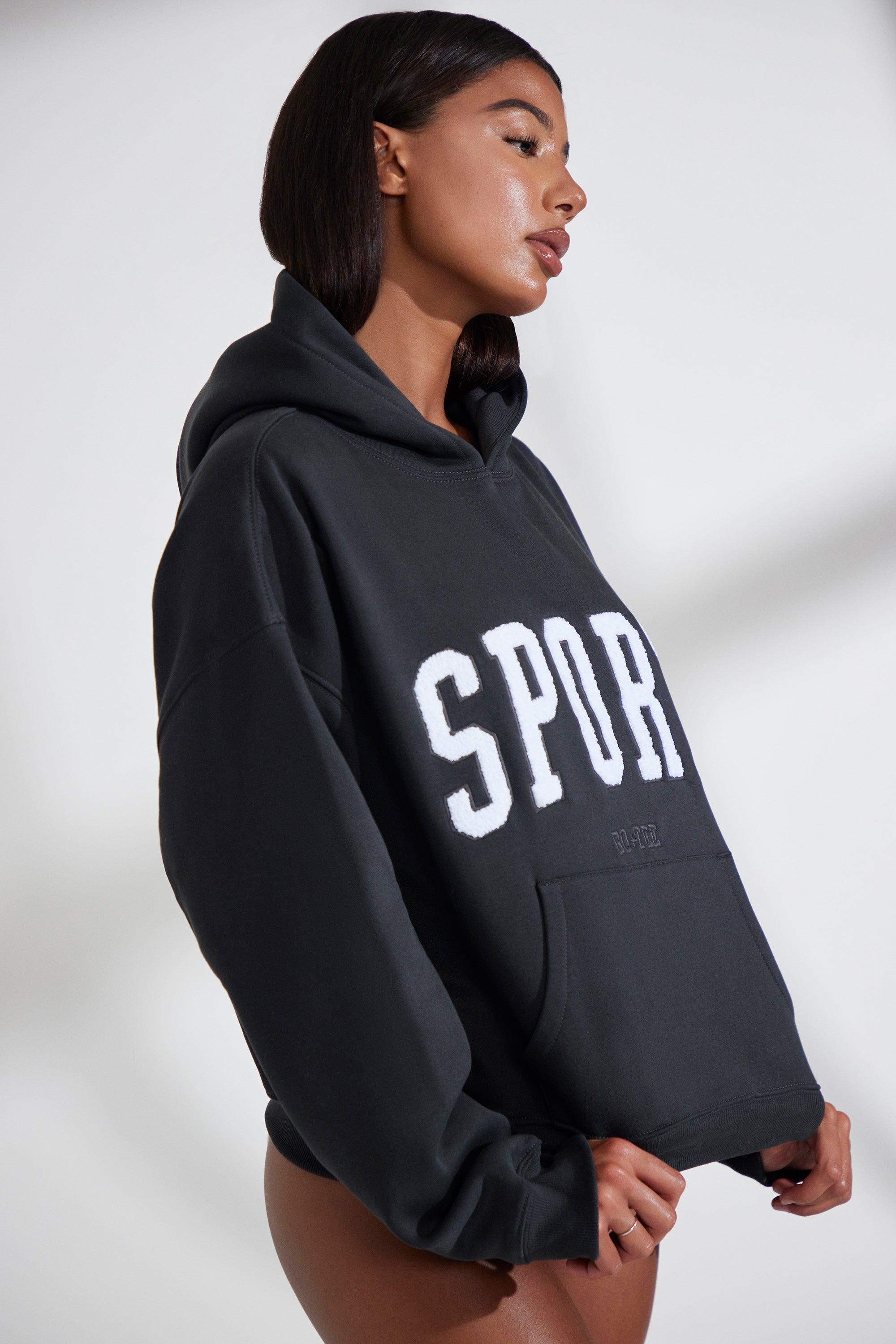 Oversized Hooded Sweatshirt in Black Product Image