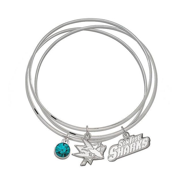 LogoArt San Jose Sharks Silver Tone Bangle Bracelet Set, Womens, Green Product Image