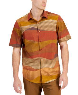 Alfani Mens Terrain Short Sleeve Button Front Shirt, Created for Macys Product Image