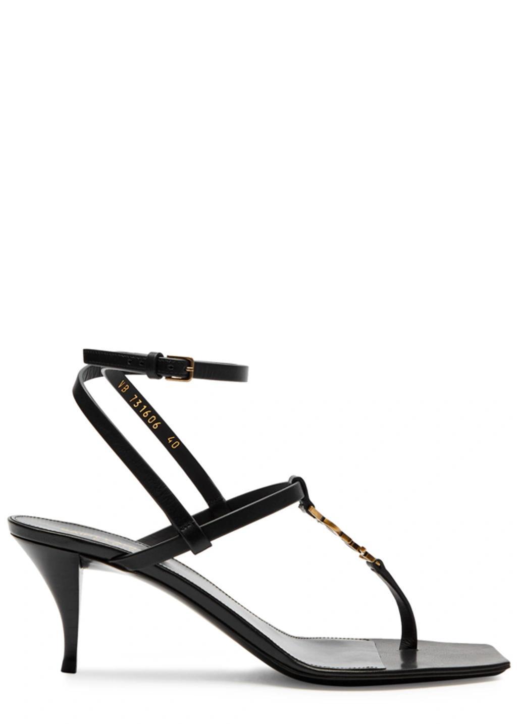 SAINT LAURENT 60mm Cassandra Leather Sandals In Nero Product Image