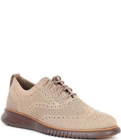 Cole Haan Mens 2.ZERGRAND Wingtip Oxford Shoes - Beige Size 9.5 Product Image