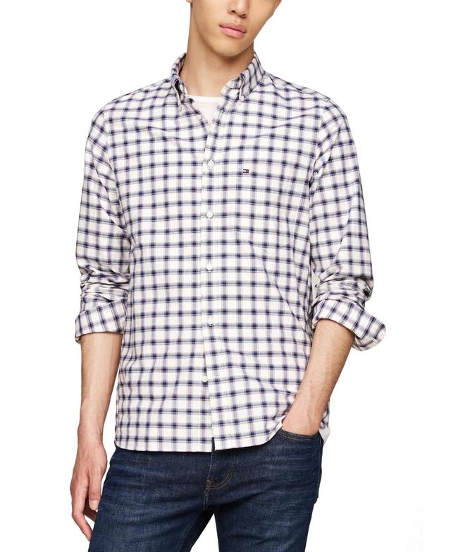 Tommy Hilfiger Mens Slim Fit Blur Check Long Sleeve Button-Down Oxford Shirt Product Image