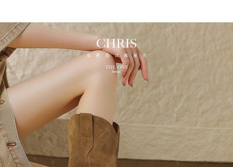 Faux Suede Chunky Heel Tall Boots Product Image