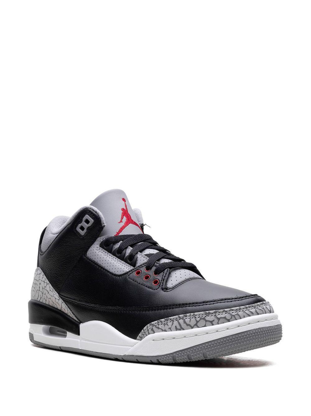 JORDAN Air  3 "black Cement" Sneakers In Black/fire Product Image