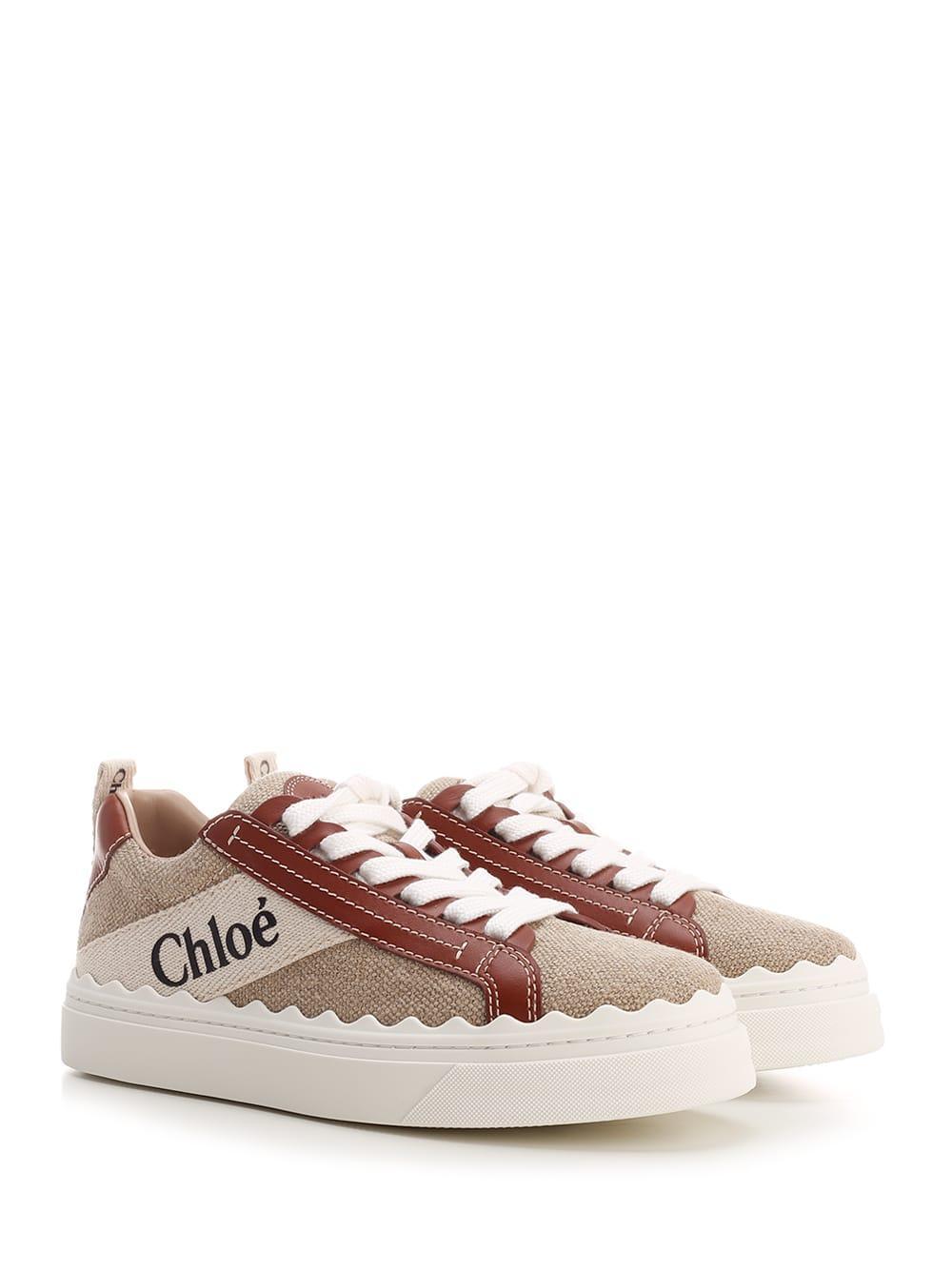 CHLOÉ Chloe Women Lauren Sneaker In Cream Product Image