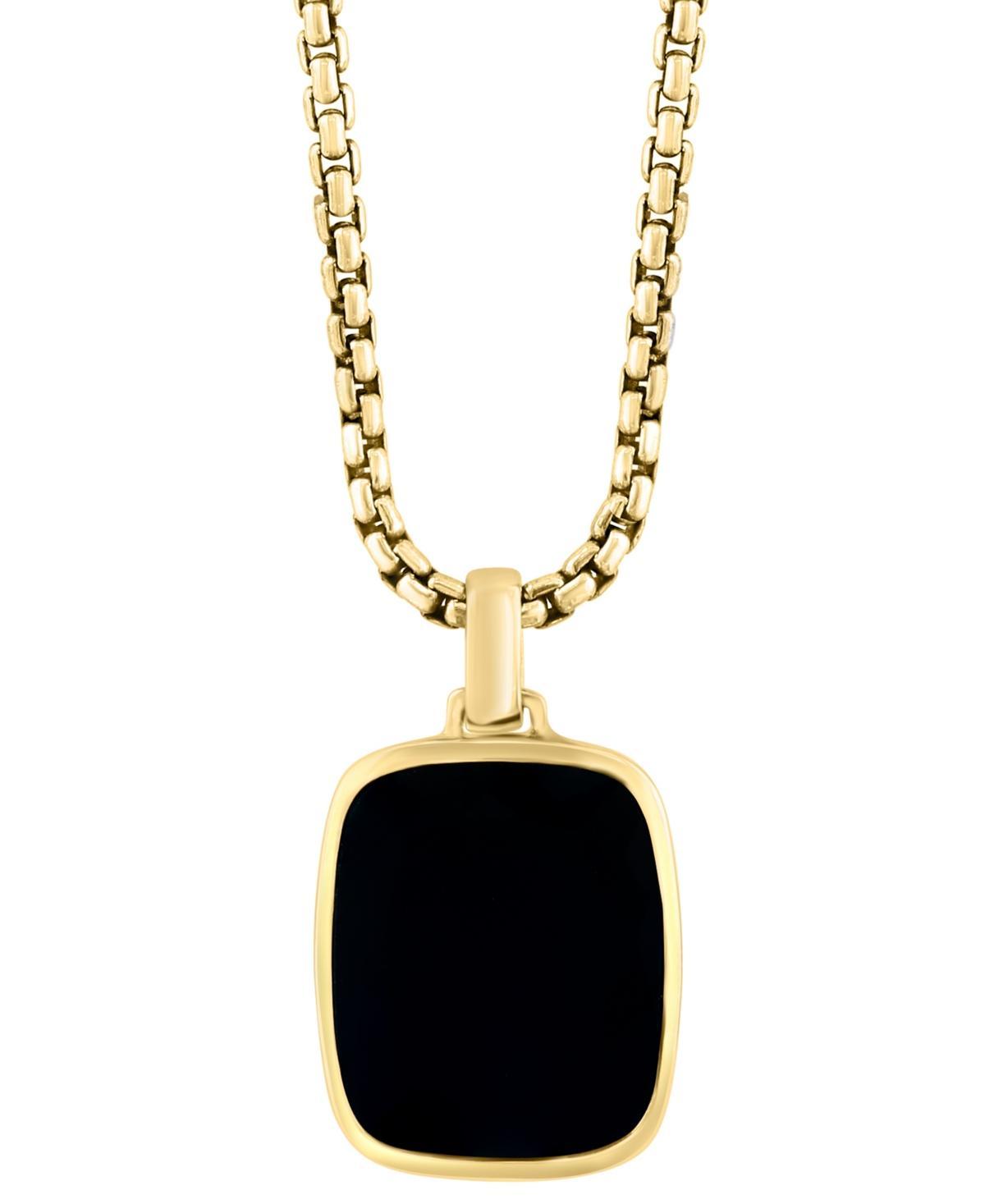 Effy Mens Onyx Dog Tag 22 Pendant Necklace in 14k Gold-Plated Sterling Silver Product Image