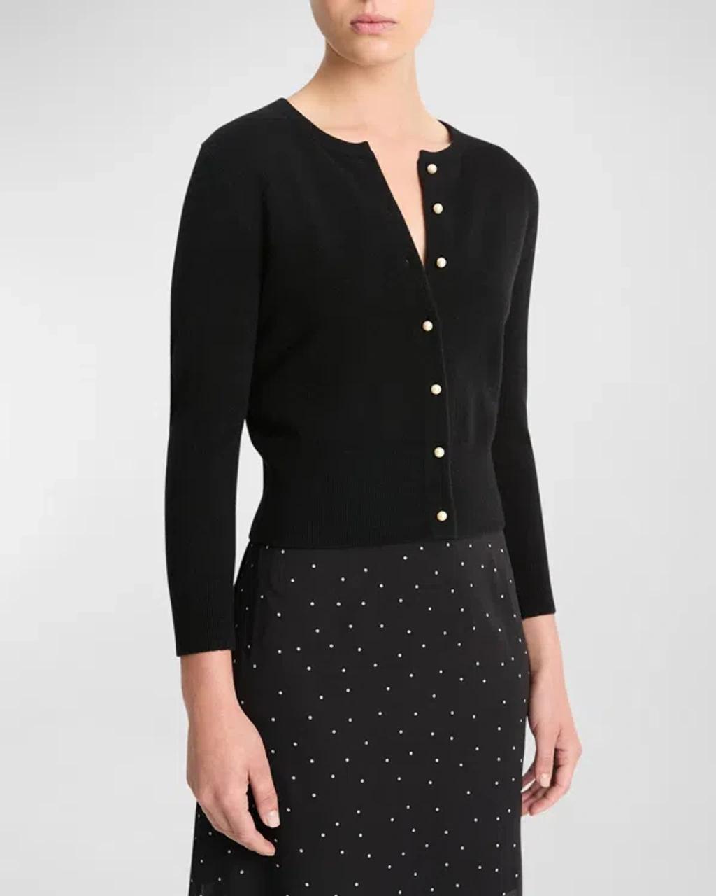 Wool And Cashmere Pearly Button Cardigan In Black product image