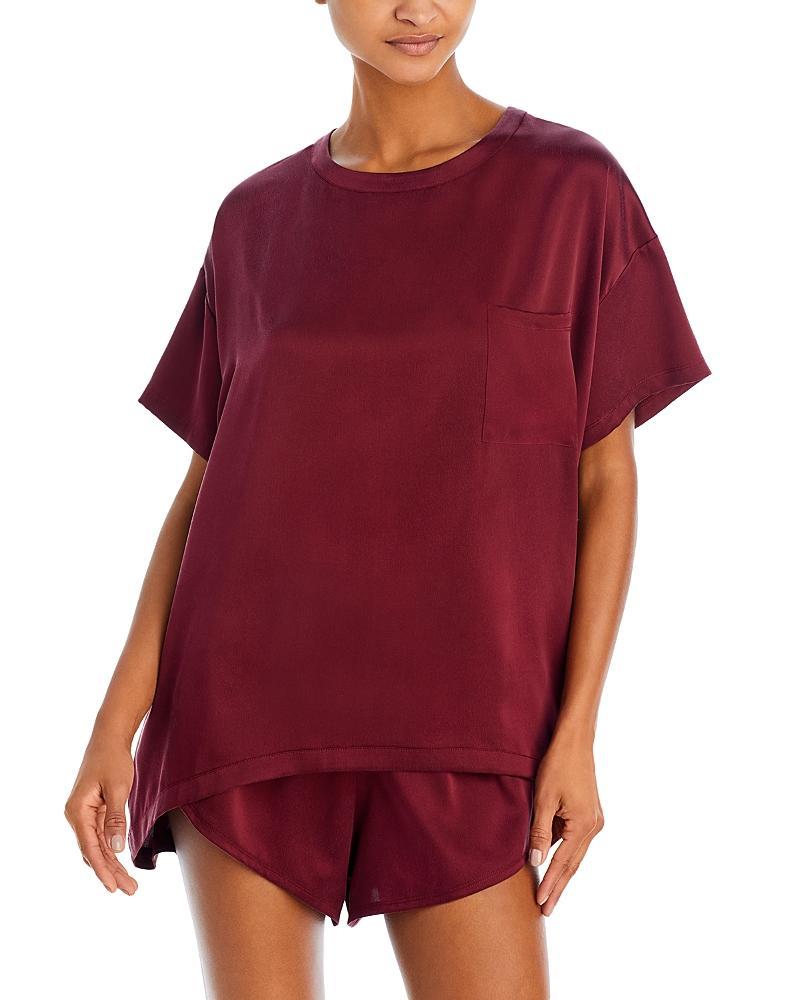 Womens Washable Silk Tee 2-Piece Pajama Set Product Image