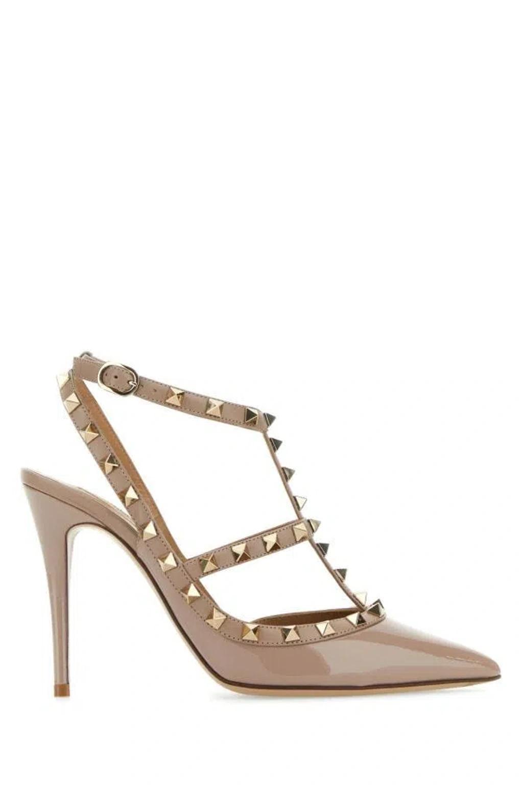 VALENTINO GARAVANI Woman Light Pink Leather Rockstud Pumps Product Image