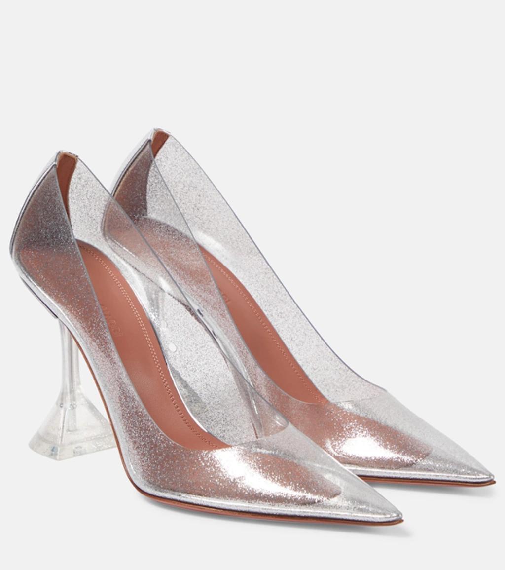 Ami Pvc And Metallic Leather Pumps In Silver product image