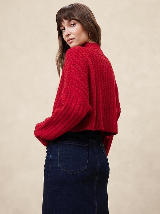 Cropped Cable Turtleneck Sweater Product Image