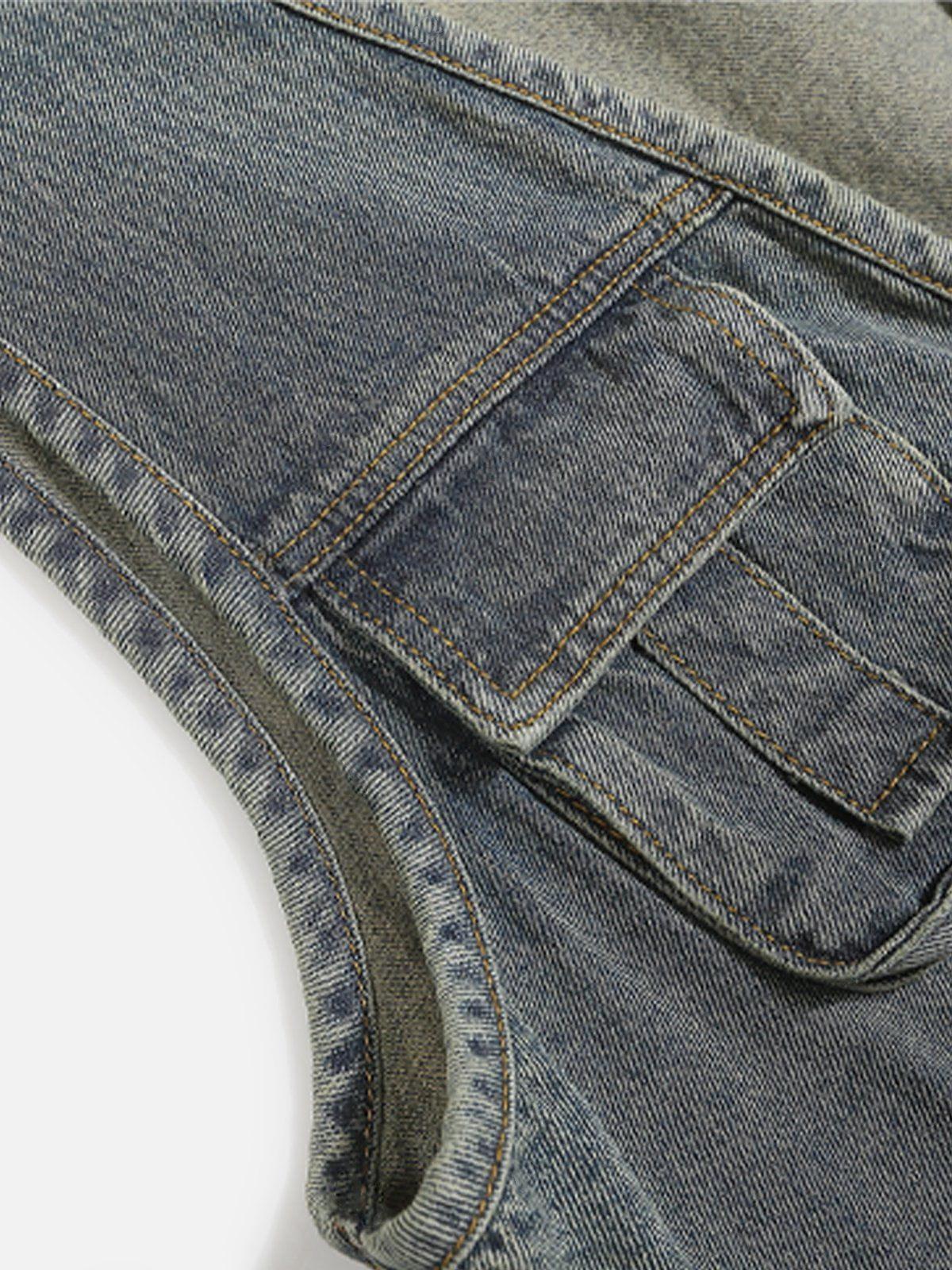 Aelfric Eden Zip Up Washed Denim Vest Product Image