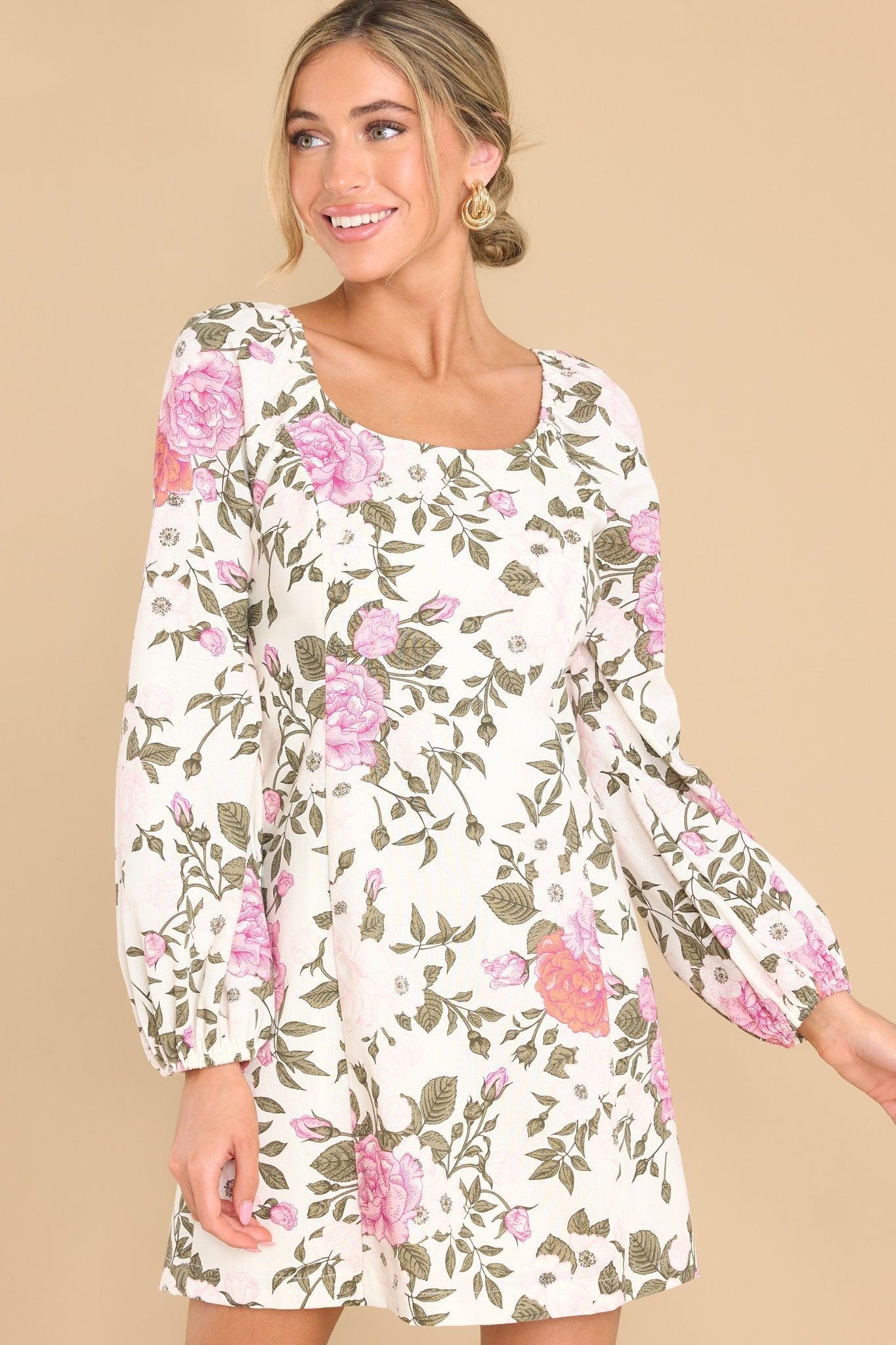 Aura A Fine Day Ivory Floral Dress Product Image