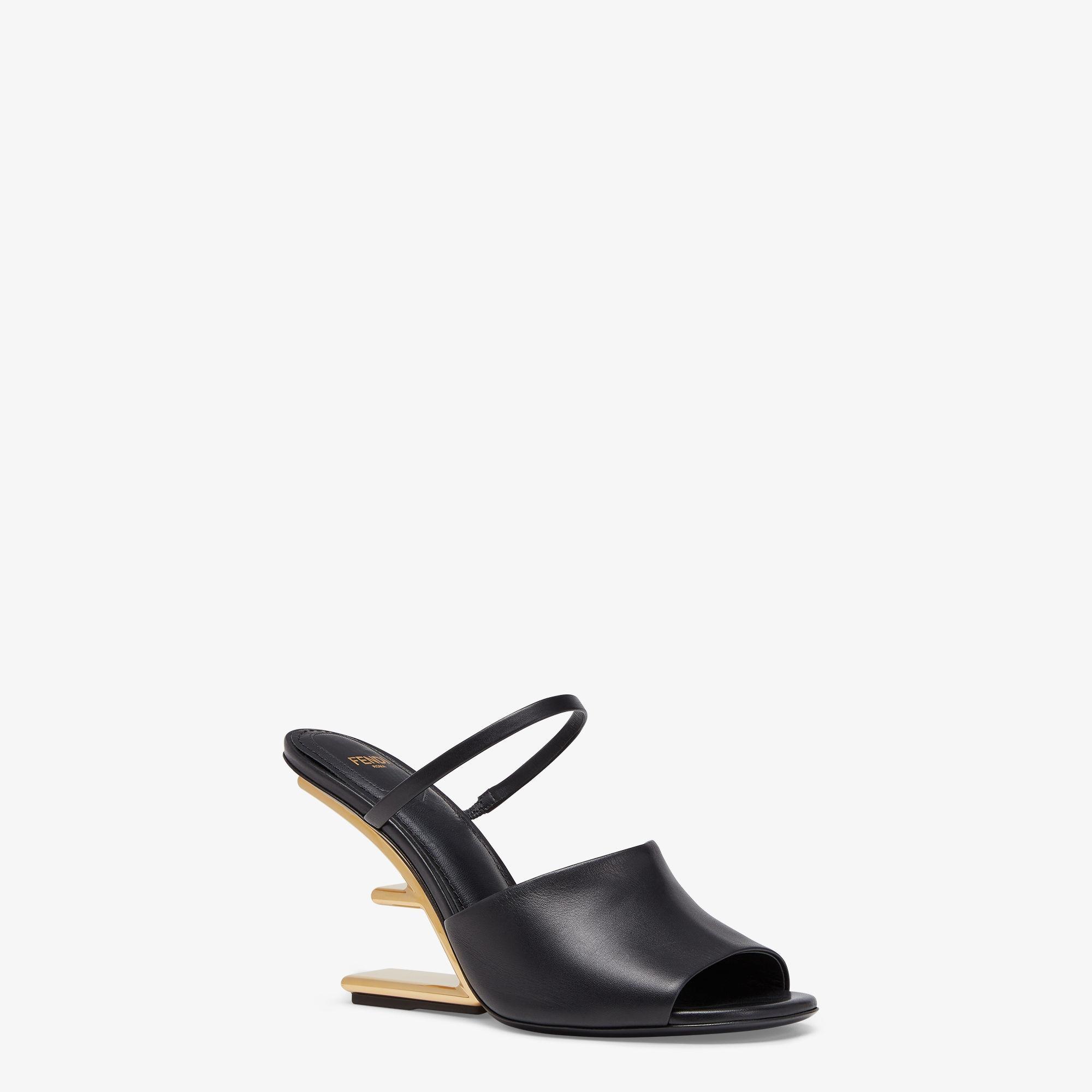 Fendi FirstBlack leather high-heeled sandals Product Image