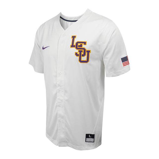 LSU Nike Men's College Full-Button Baseball Jersey Product Image