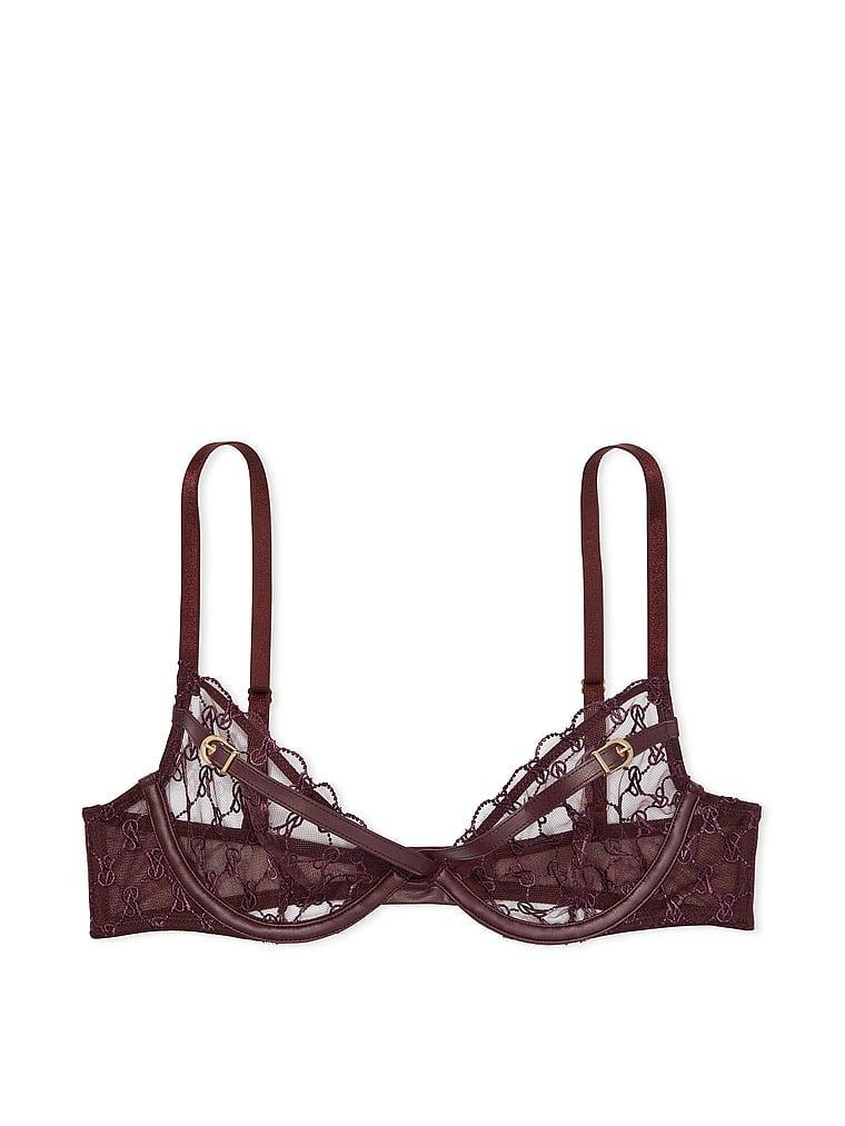 VS Logo Embroidery Unlined Low-Cut Demi Bra Product Image