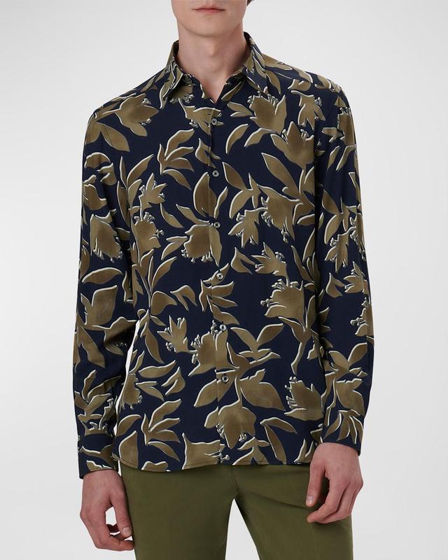 Bugatchi Julian Shaped Fit EcoVero Floral Print Button Up Shirt Product Image