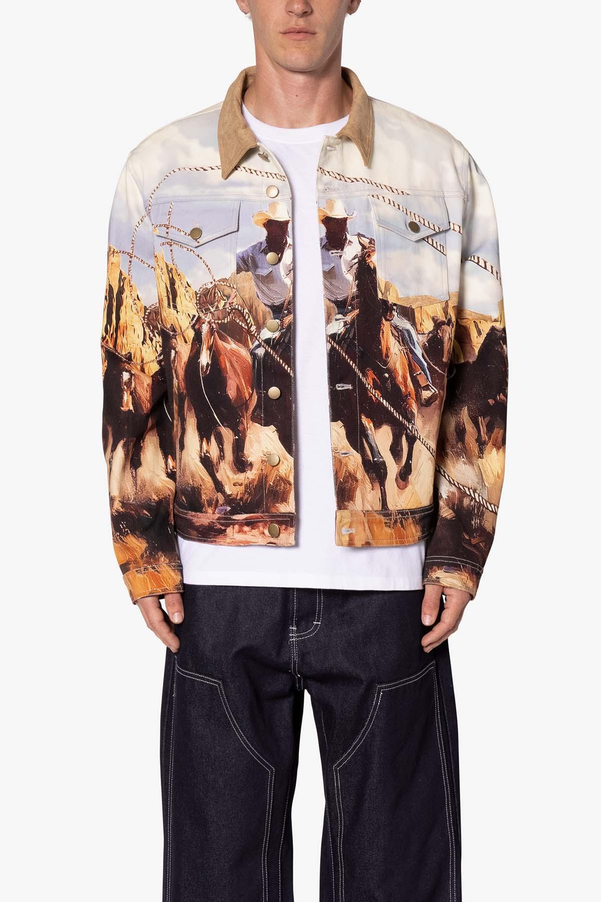 Cowboy Print Trucker Jacket - Multi Product Image