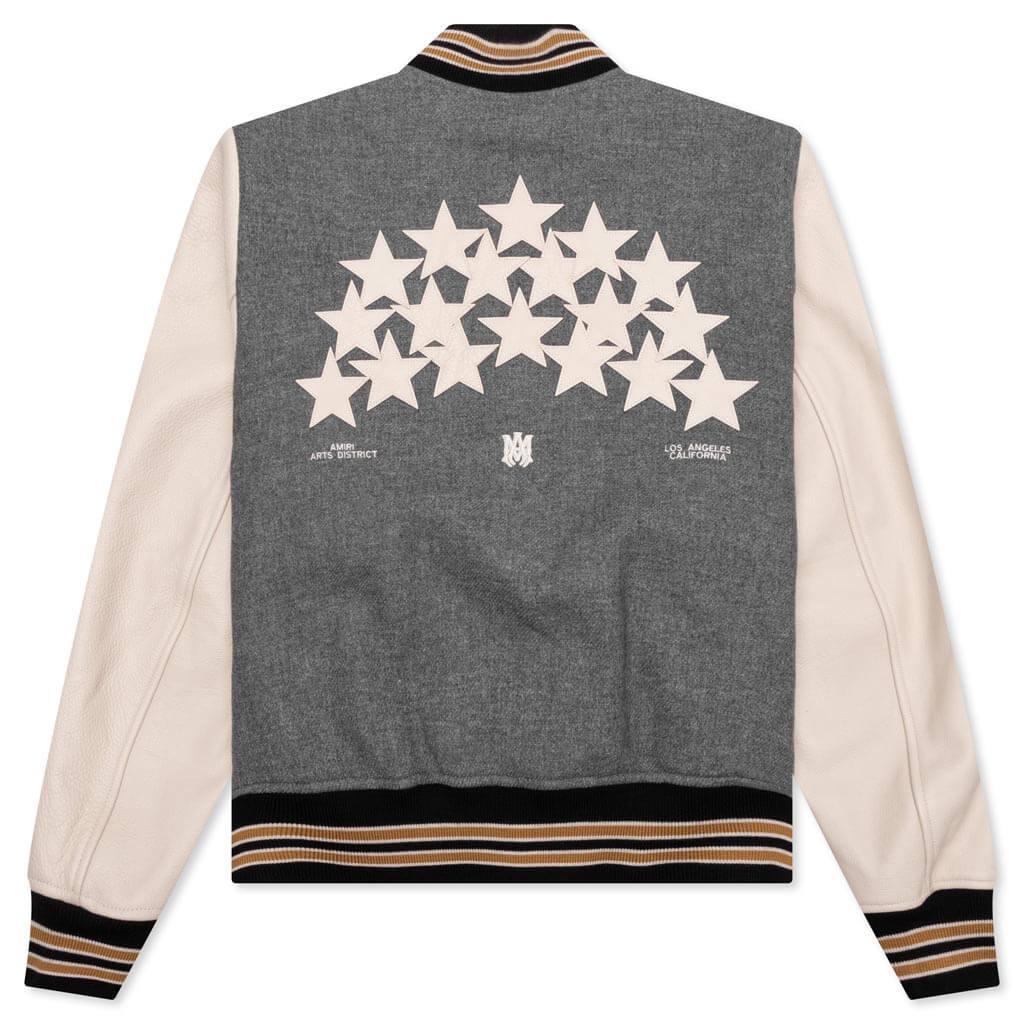 Oversized Stars Varsity Jacket - Grey Male Product Image