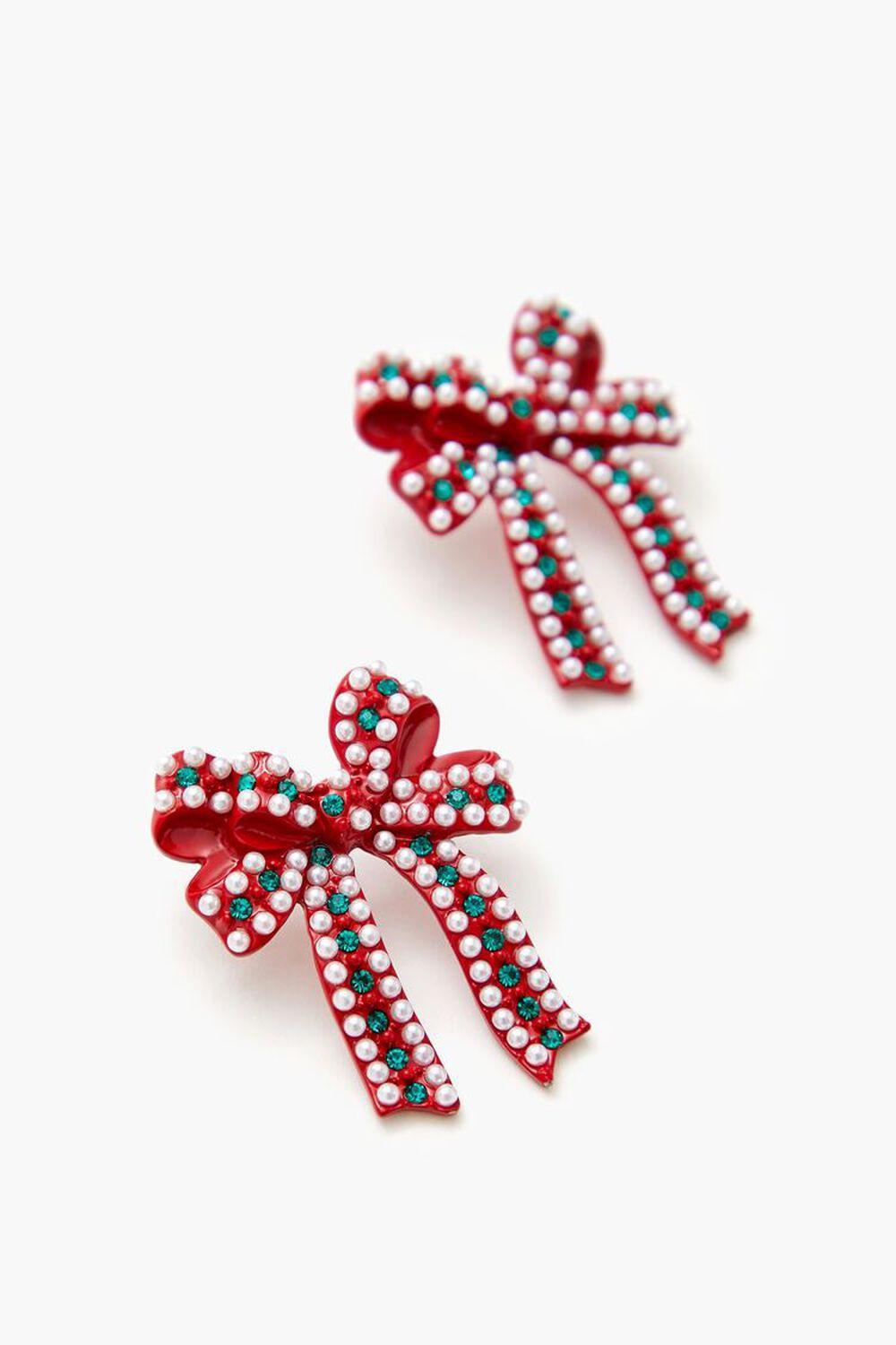 Rhinestone Bow Drop Earrings | Forever 21 Product Image