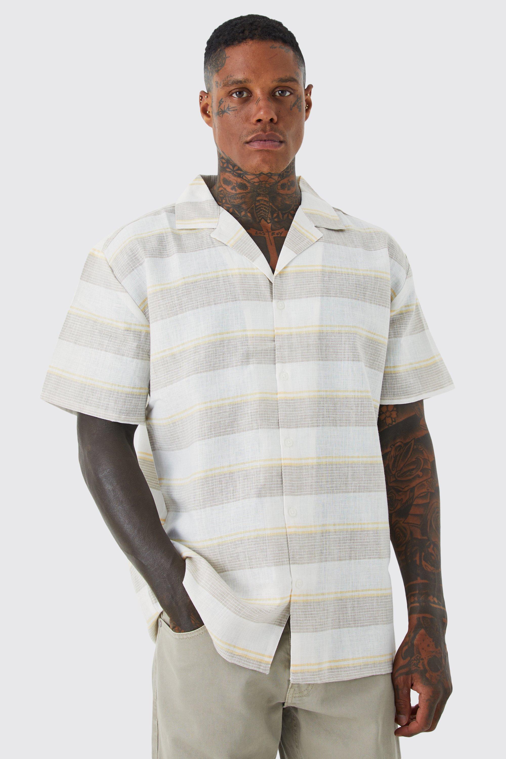 Short Sleeve Oversized Colour Pop Stripe Shirt | boohooMAN USA Product Image