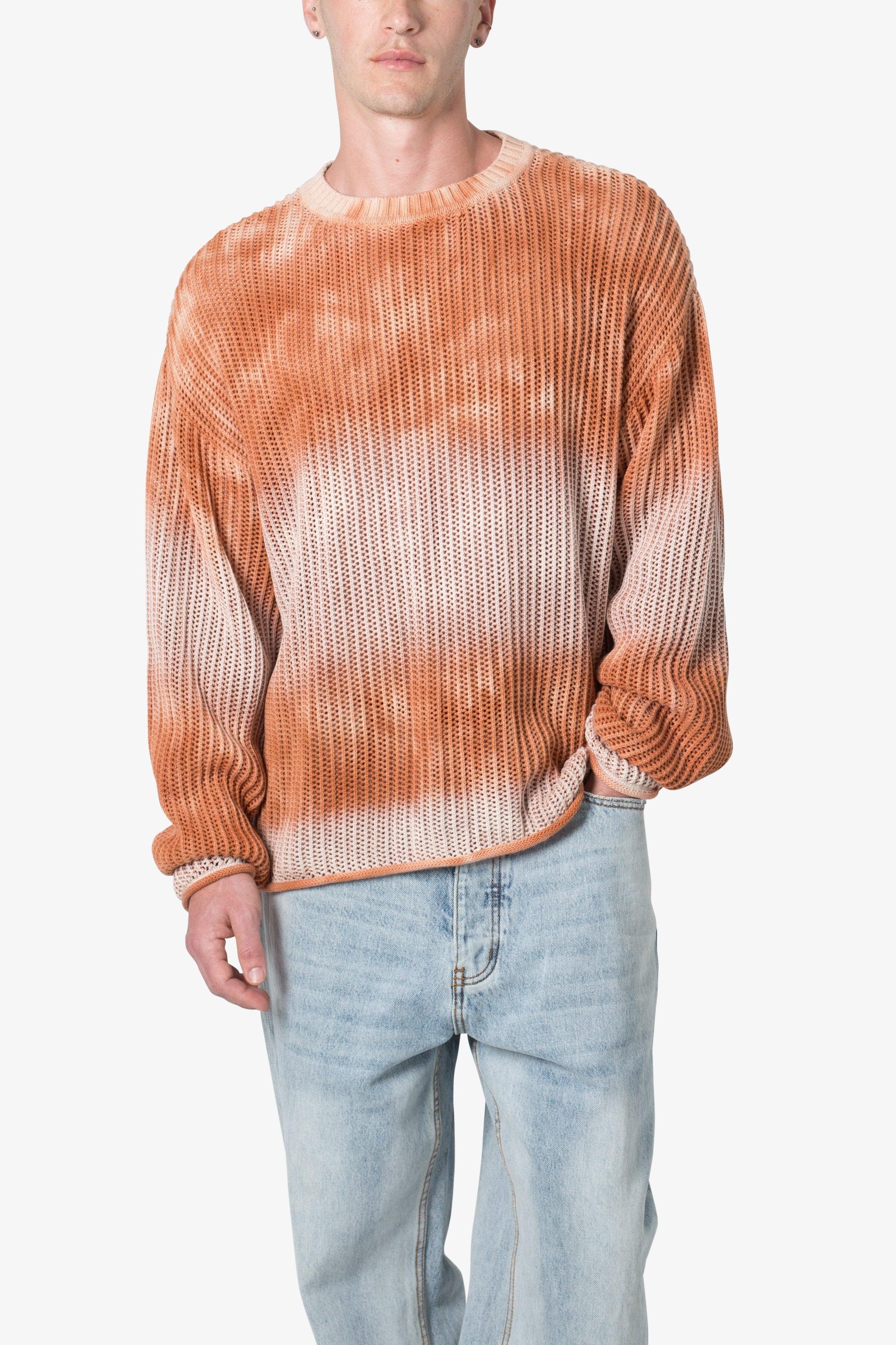 Tie Dye Open Knit Sweater - Orange Product Image