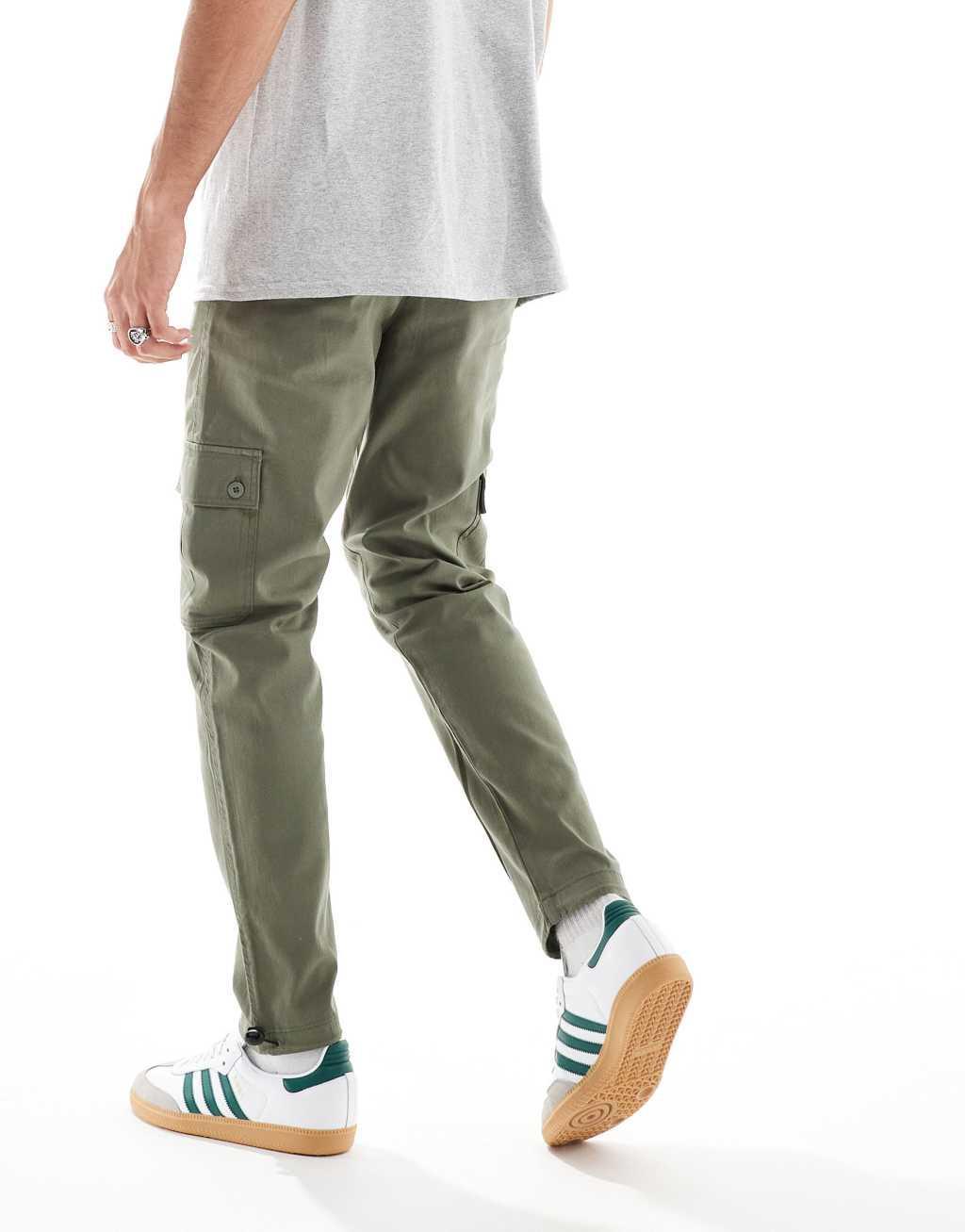 ASOS DESIGN tapered cargo pants in olive Product Image