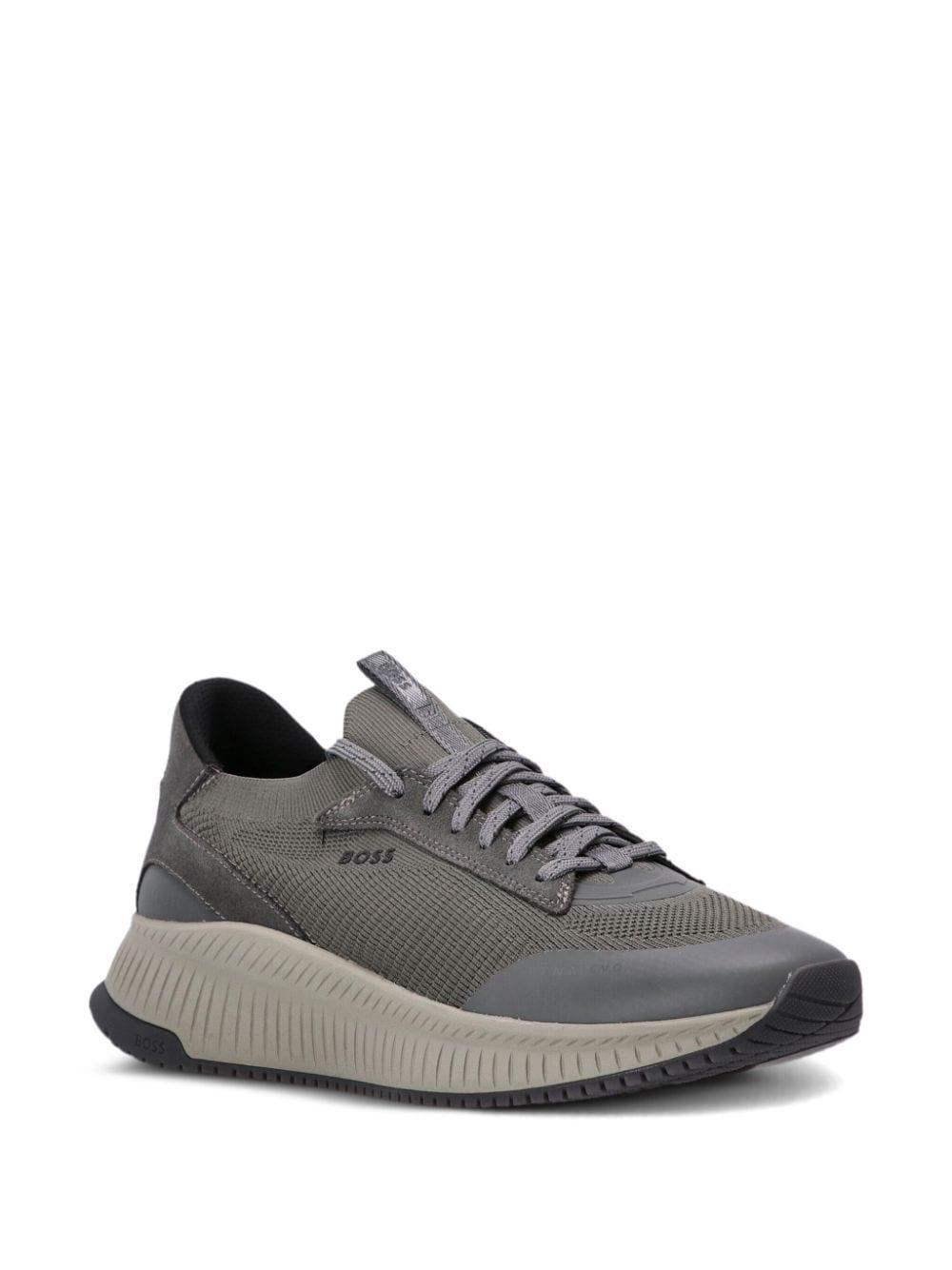 Lace-up Suede Trainers In Grey Product Image