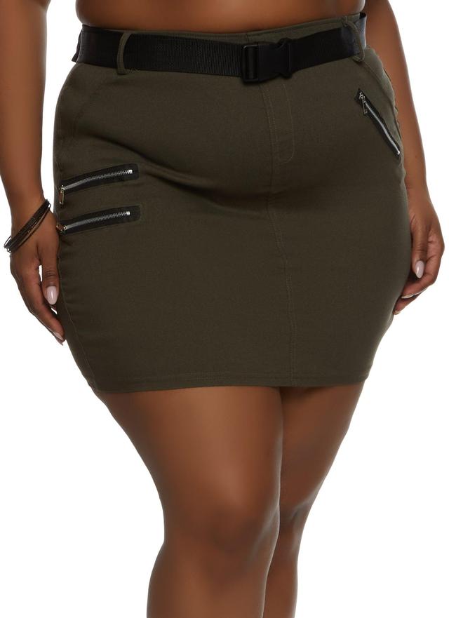 Womens Plus Size Belted Mini Skirt Product Image