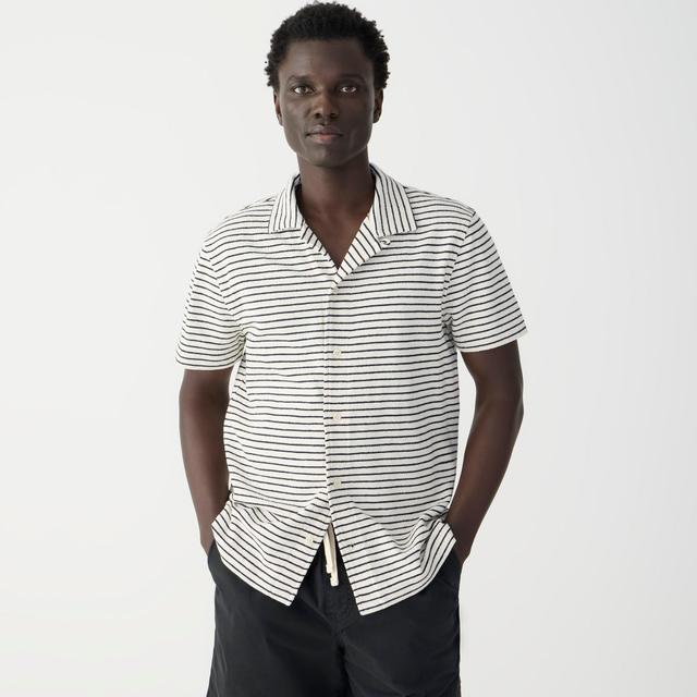 Textured camp-collar sweater-tee in stripe Product Image