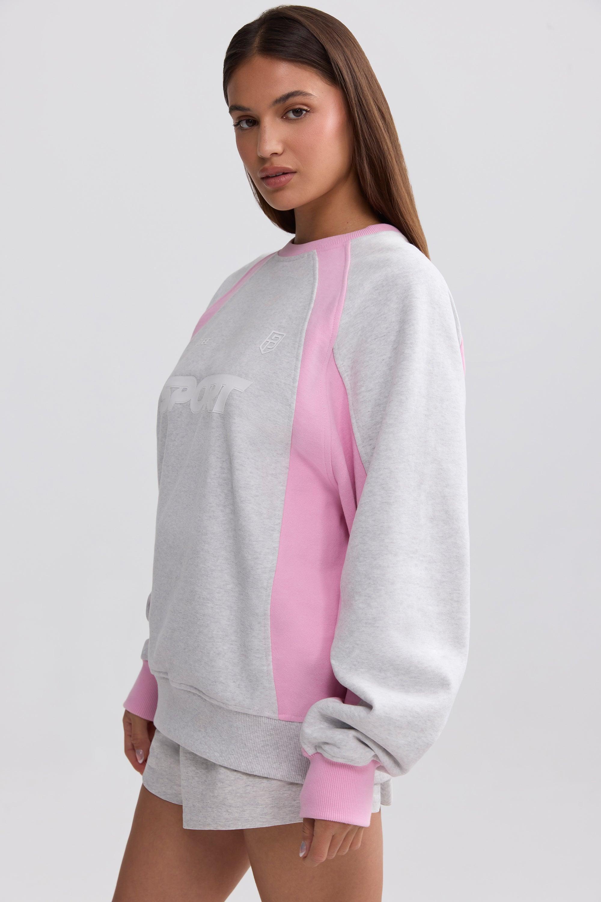 Oversized Colourblock Sweatshirt in Grey Marl Product Image