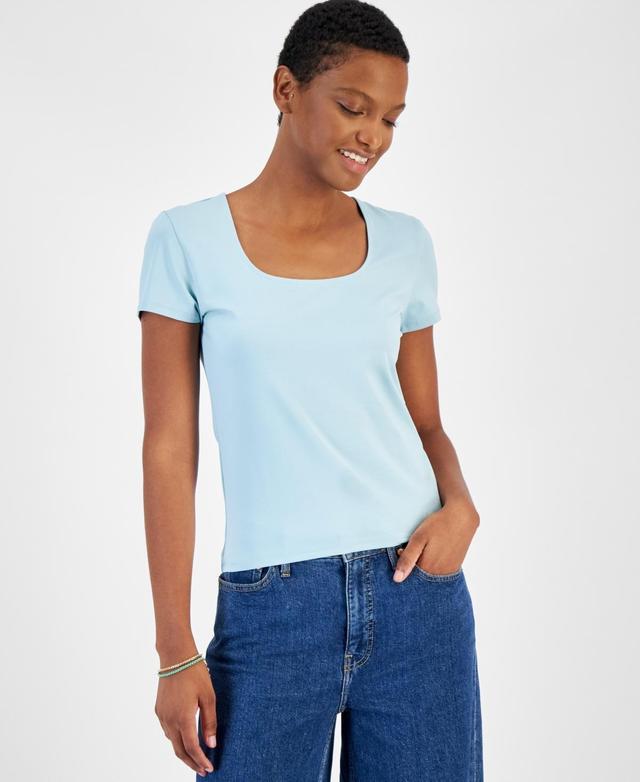 On 34th Womens Cap-Sleeve Square-Neck Tee, Created for Macys Product Image