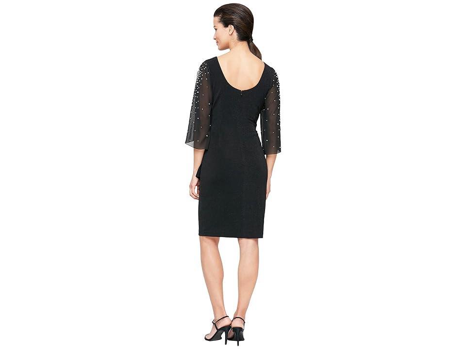 Alex Evenings Embellished Illusion Ruffle 34 Sleeve Round Neck Sheath Dress Product Image