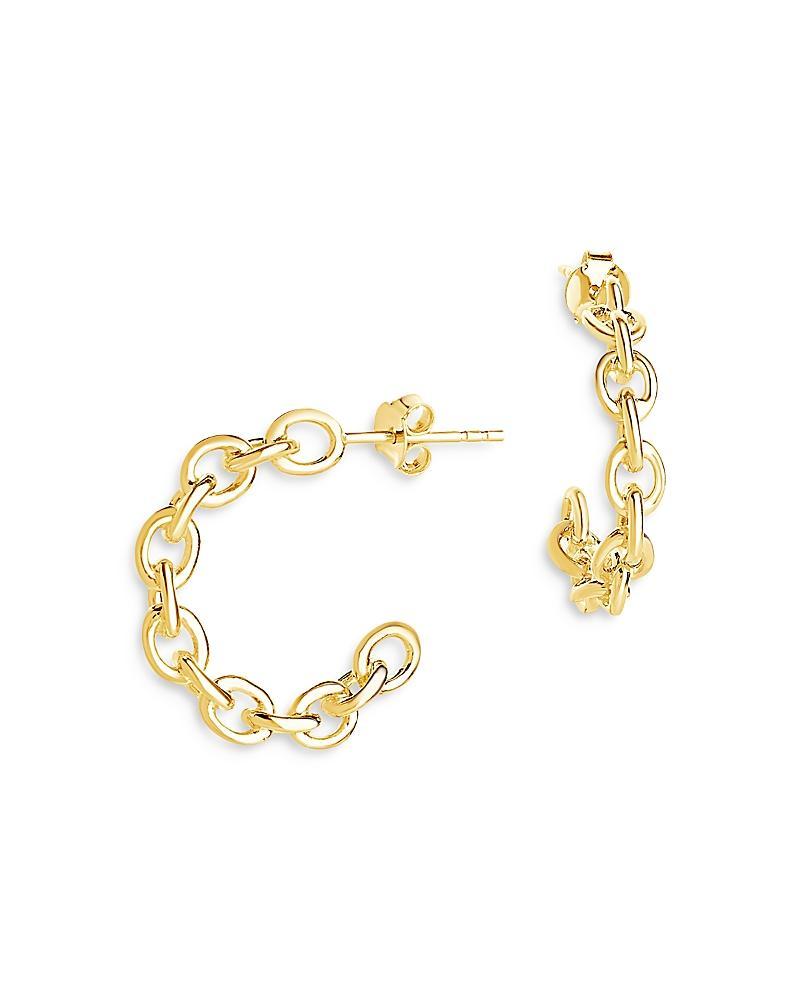 Womens Delicate Chain 14K Gold Plated Hoop Earrings Product Image