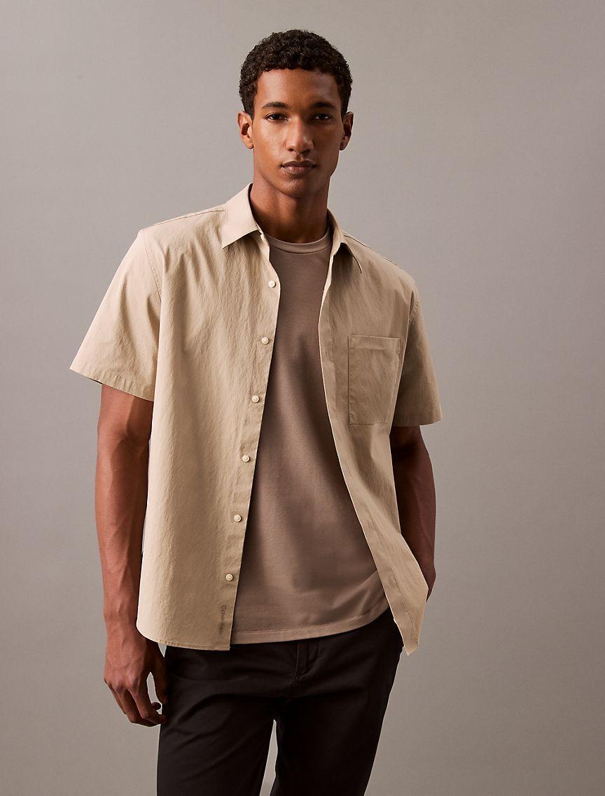 Cotton Blend Short Sleeve Classic Button-Down Shirt Product Image