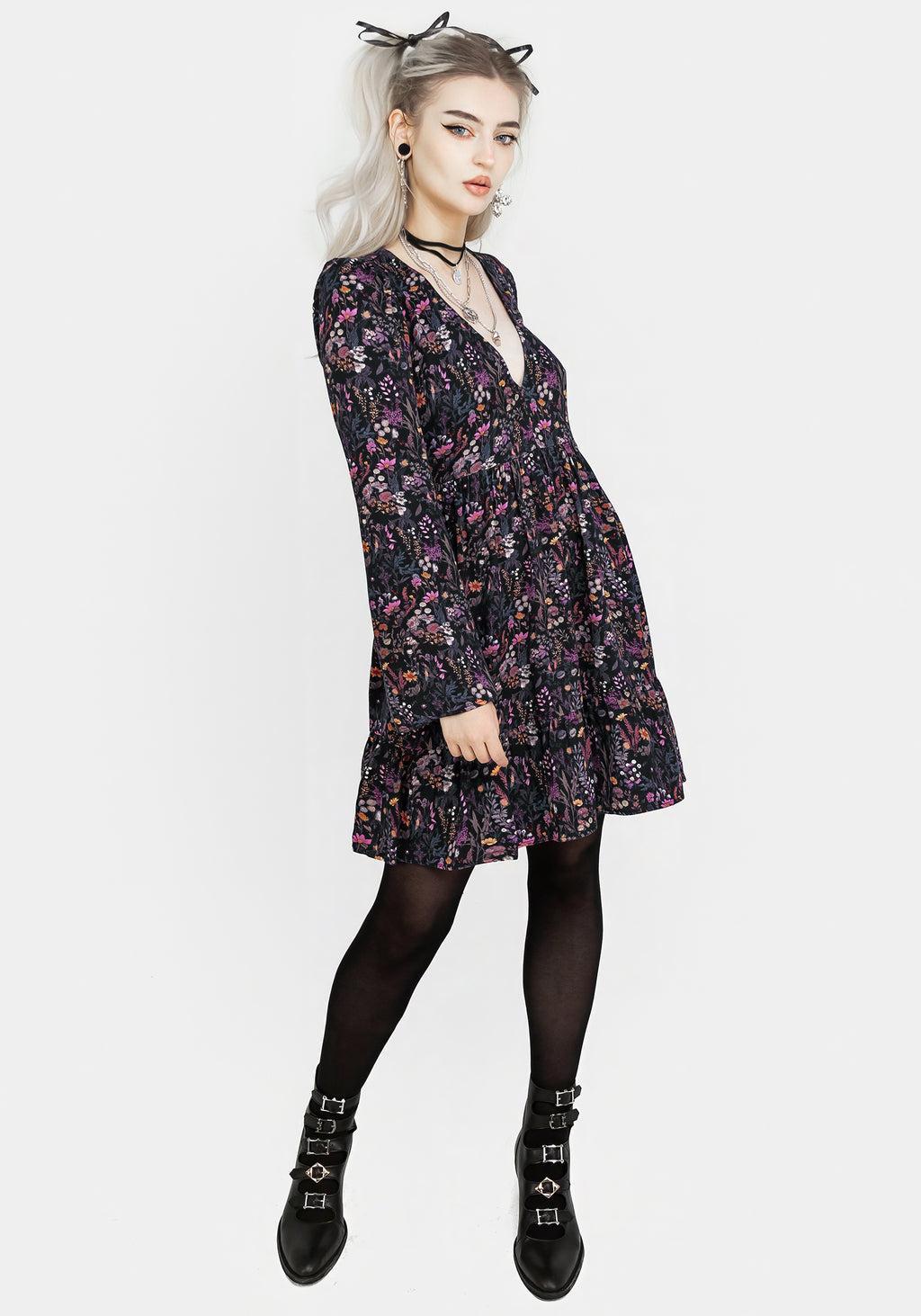 Heliotrope Floral Mini Smock Dress Product Image