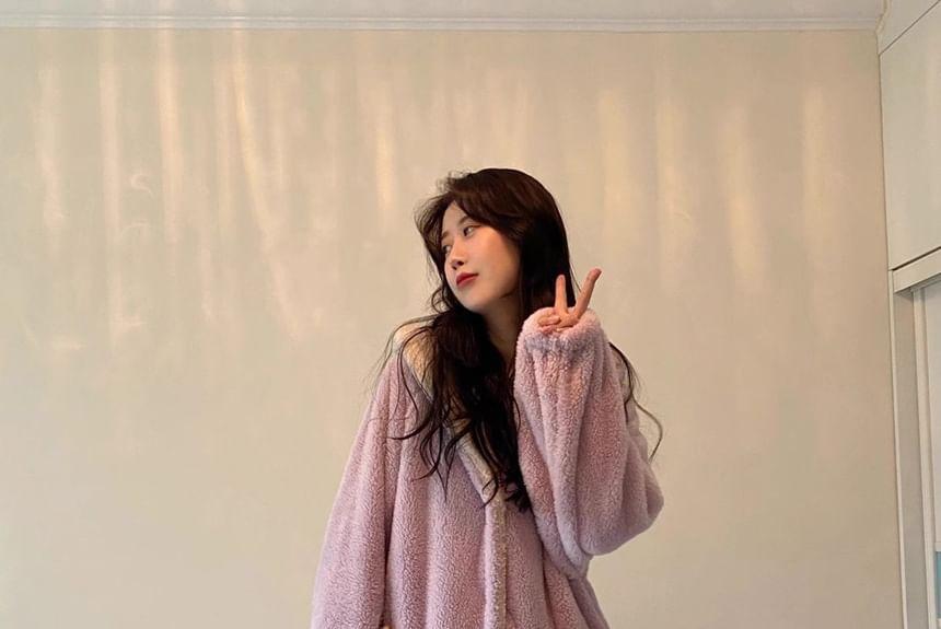 Rabbit Ear Hooded Fleece Pajama Robe Product Image