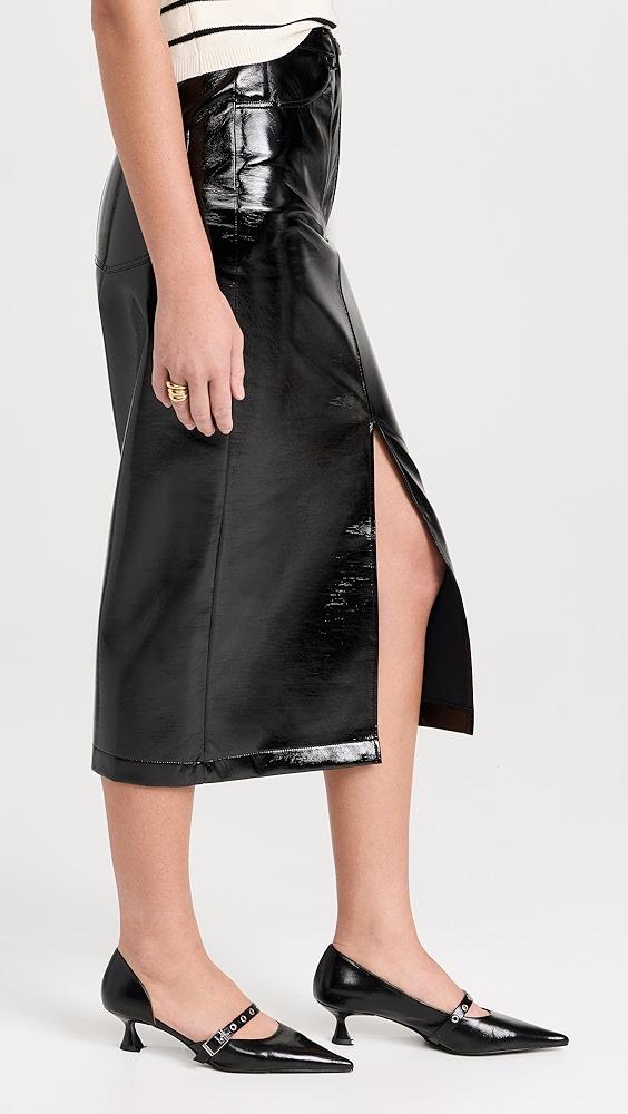 KITRI Penny Black Vinyl Midi Skirt | Shopbop Product Image