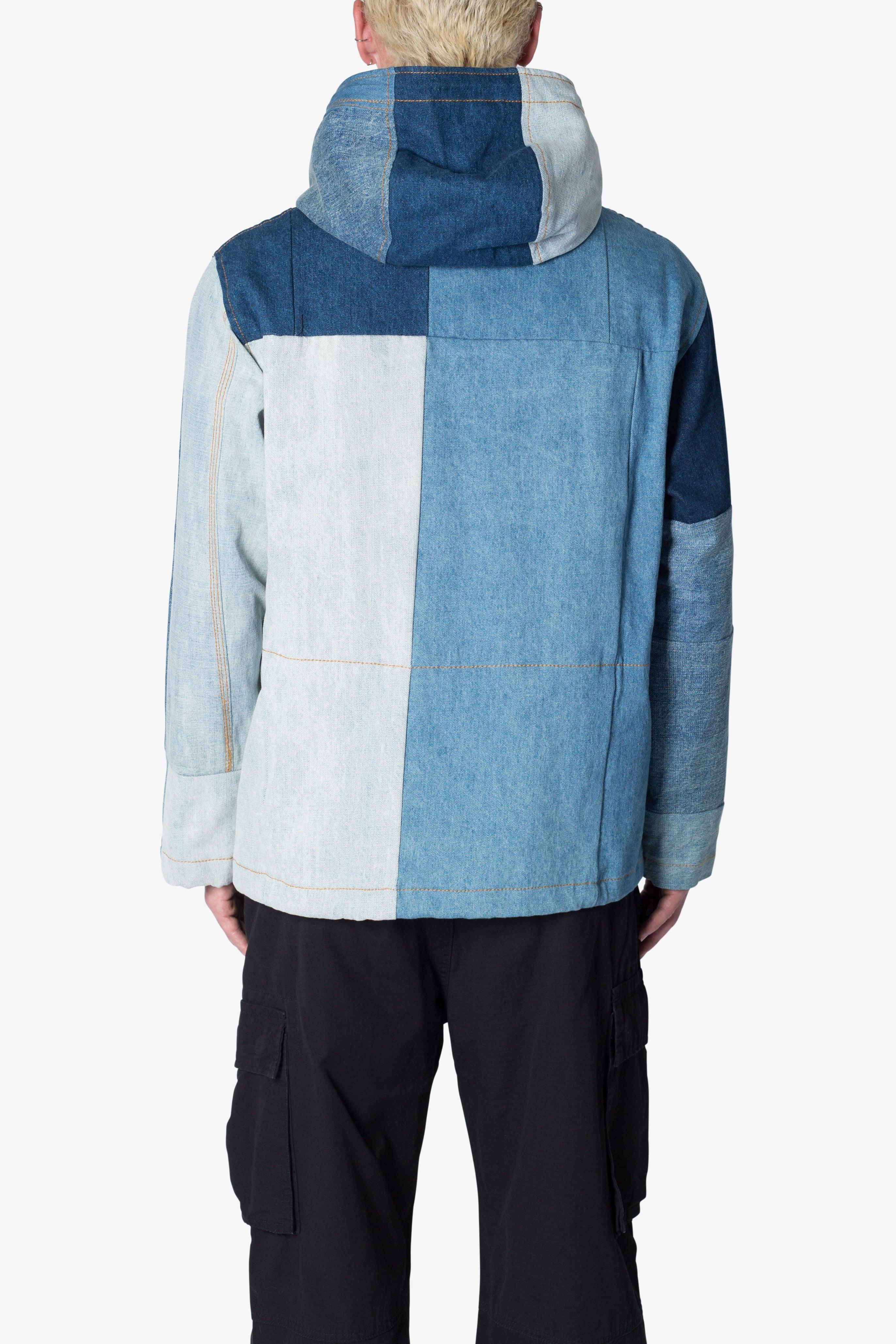 Patchwork Denim Pullover - Blue Male Product Image