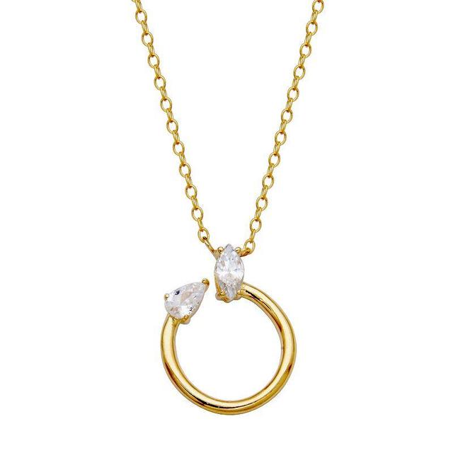 Sarafina 14k Gold Plated Cubic Zirconia Open Circle Pendant Necklace, Womens Gold Tone White Product Image