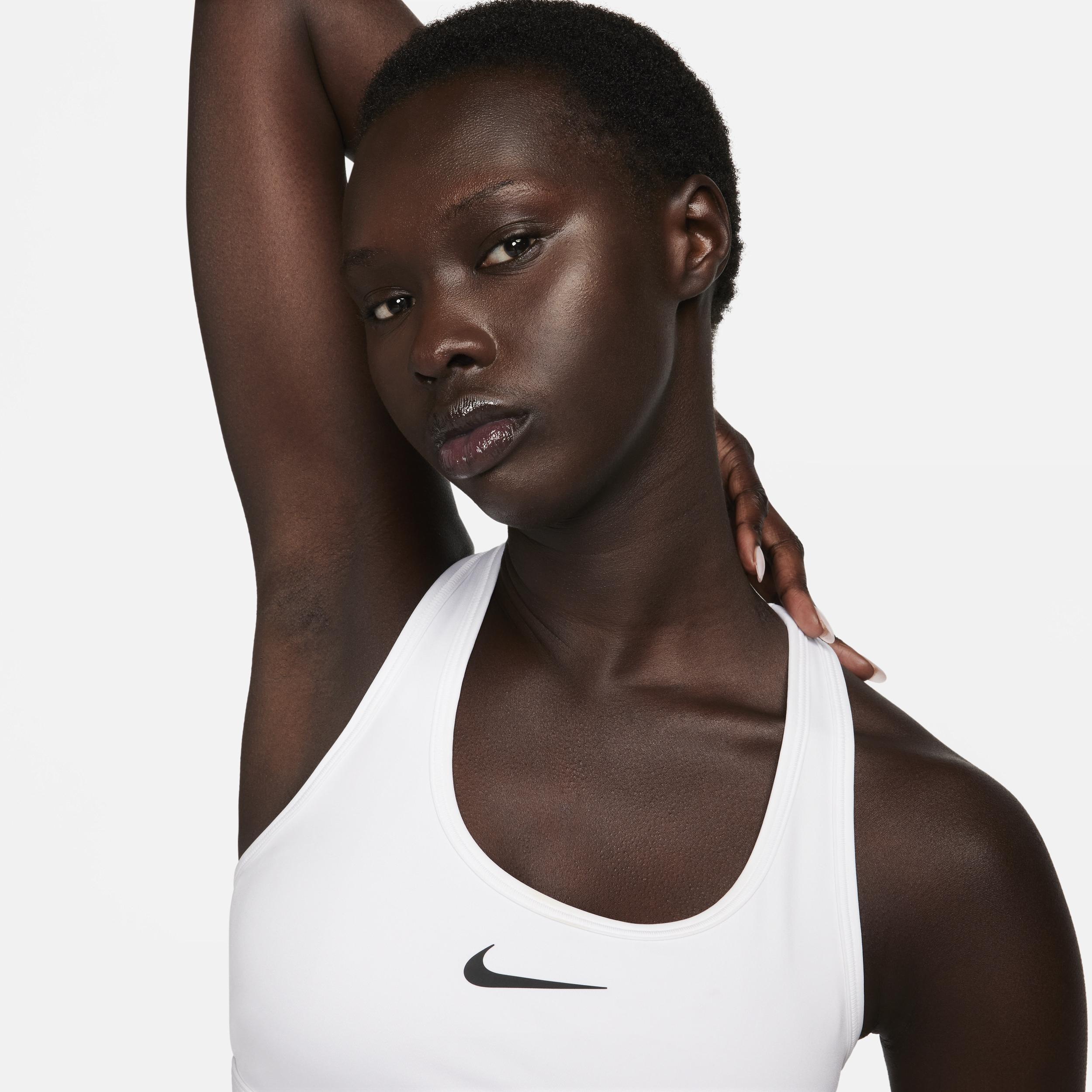 Womens Nike Swoosh Medium Support Padded Sports Bra White Stone Pink Product Image