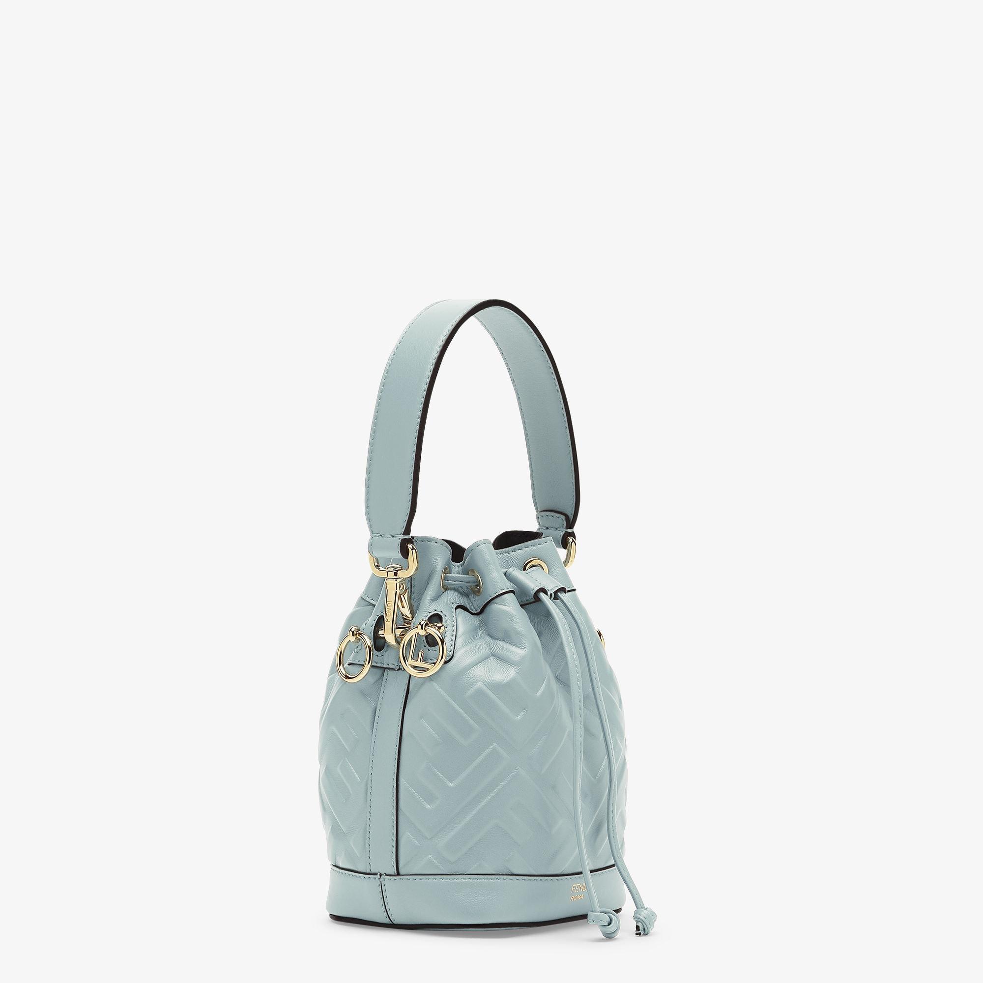 Mon TresorLight blue leather mini-bag with FF motif Product Image