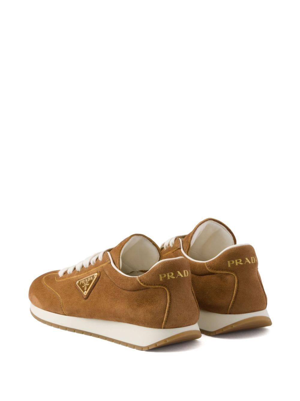 Suede Running Sneakers In Brown Product Image