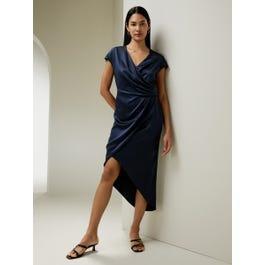 Draped Silk Midi-Dress Product Image