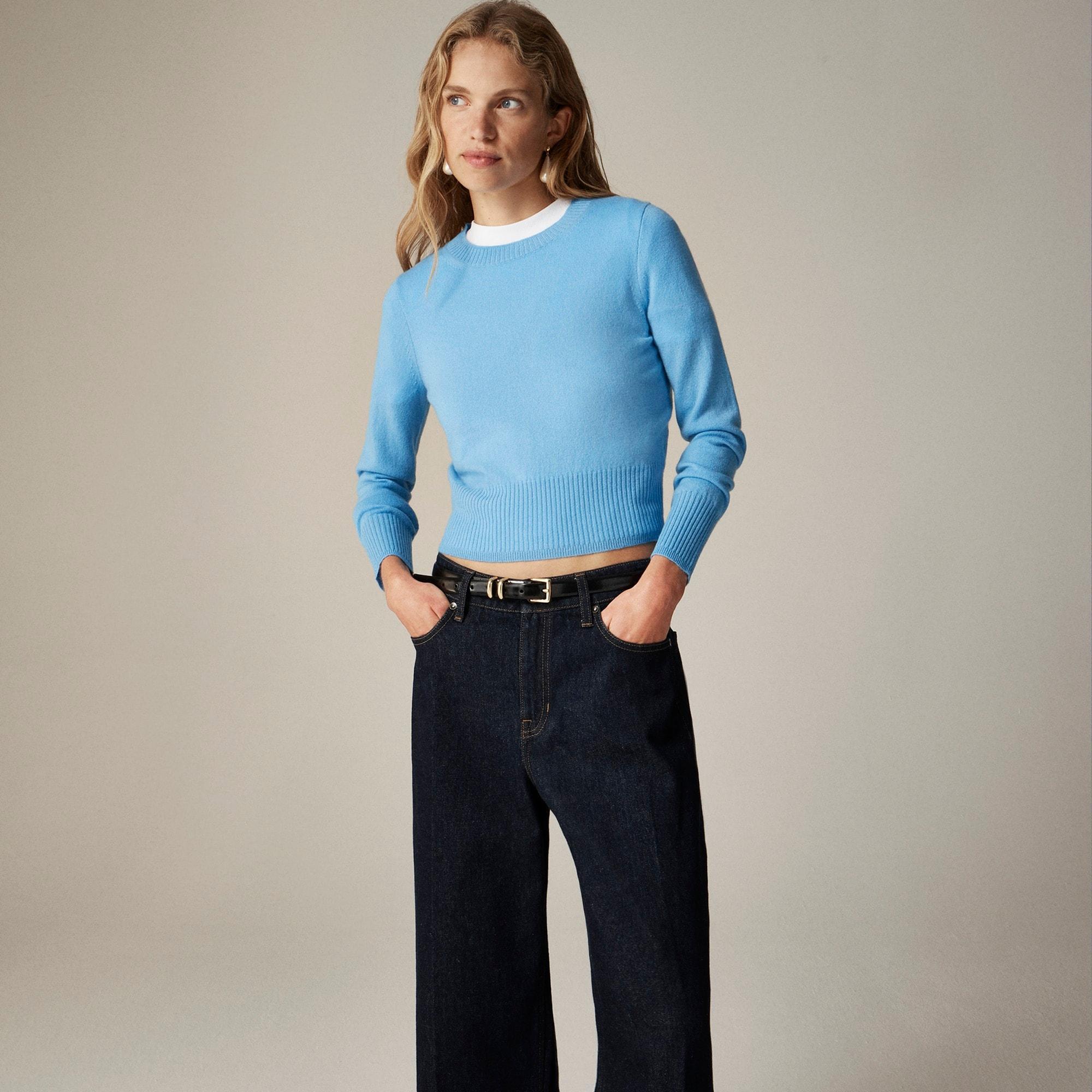 Cashmere shrunken crewneck sweater Product Image